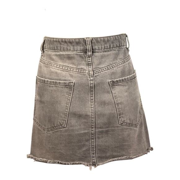 We The Free People Zip It Up Denim Mini Skirt Womens Black Raw Hem Pockets 30 - Picture 4 of 6